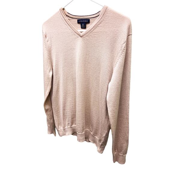 Banana Republic Merino X Fine Wool Beige V-Neck Sweater Pullover M Dark Academia - Picture 2 of 5